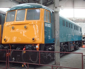 81002 newly painted into Rail Blue livery at Barrow Hill